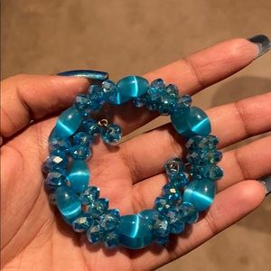 Light Blue Beaded Wrap Bracelet